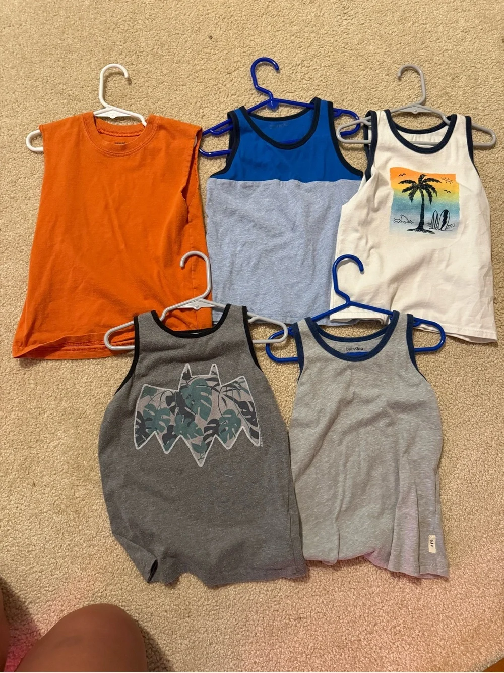 GAP Kids 5-Pack Tank Tops - Orange, Blue, White, Gray
